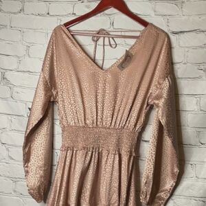 NWT Oddy mocha full skirted v-neck dress sz Small